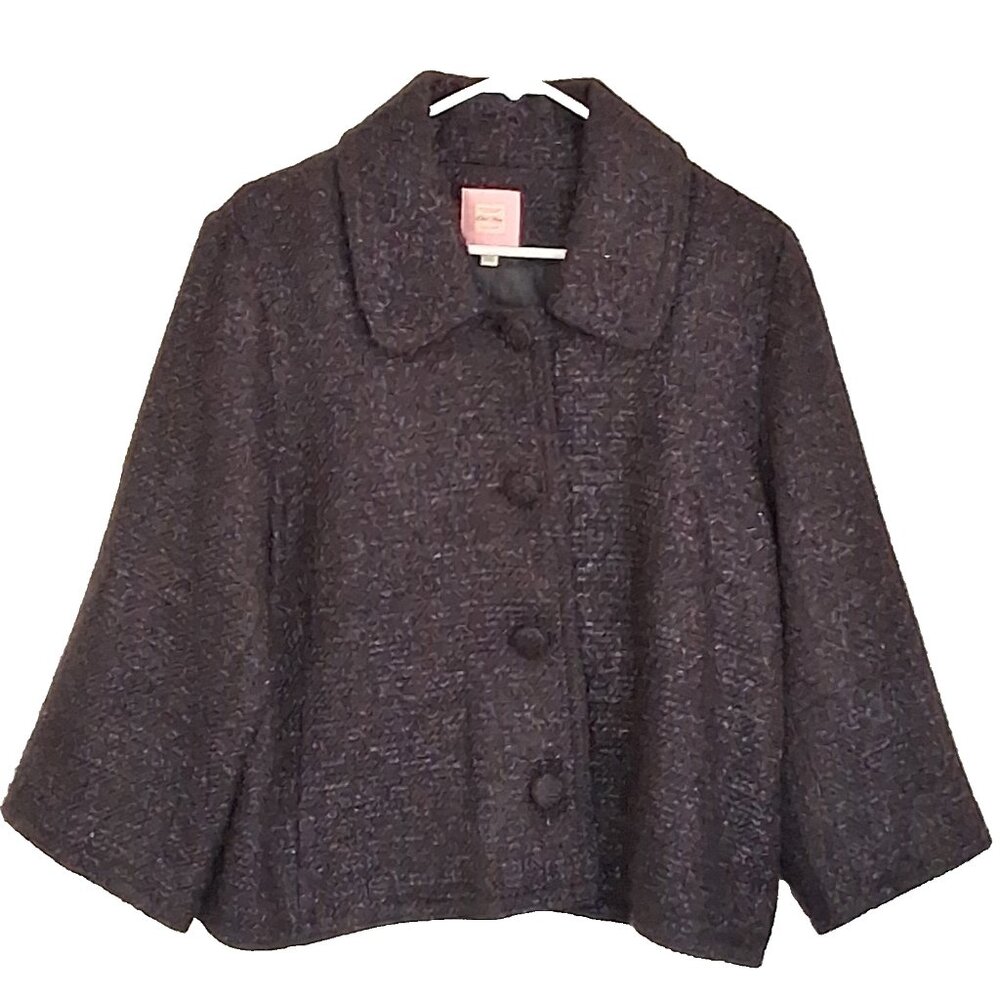 Old Navy Womens Tweed Crop Dressy Jacket Coat Sz XXL Black Sparkle Glitter Woven
